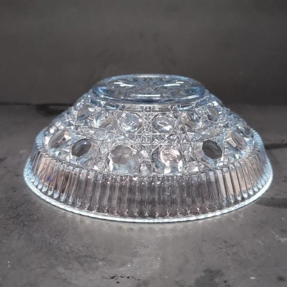 Federal Glass Buttons & Cane Blue Candy‎ Dish, Vintage Starburst Centerpiece